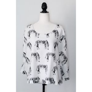 Black and White Linen Top Horses Size Large